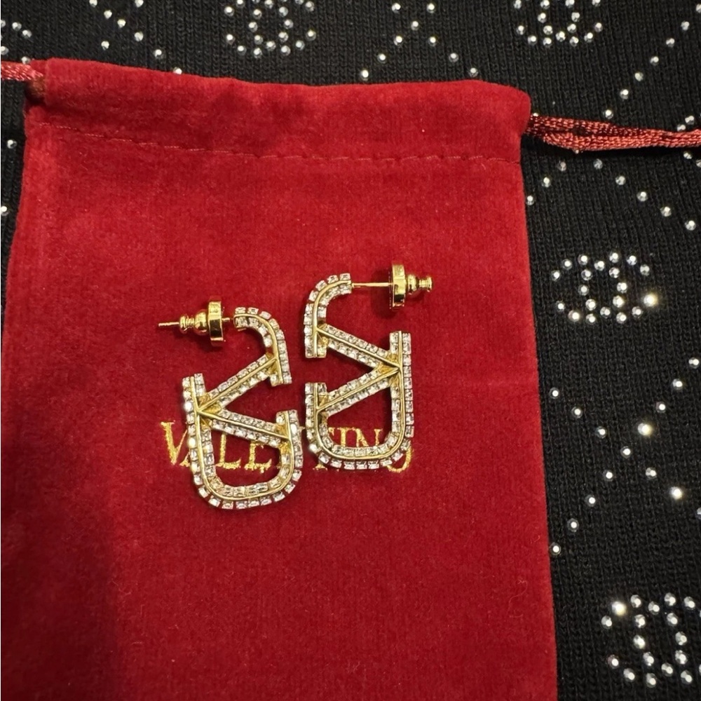 Valentino Gold and Silver Crystal Earrings